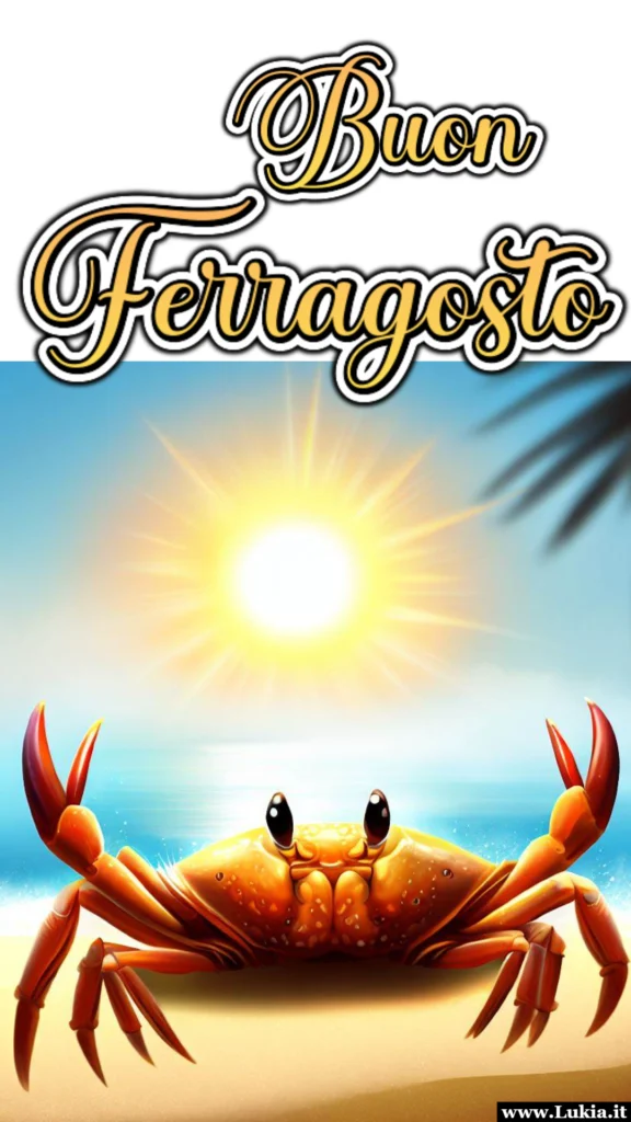 Buon ferragosto con granchio immagine da condividere