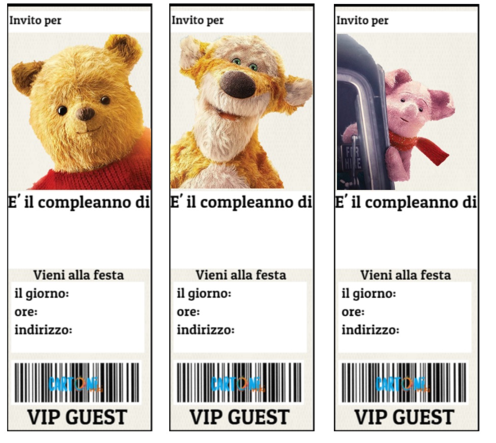 Winnie The Pooh inviti festa compleanno bambini