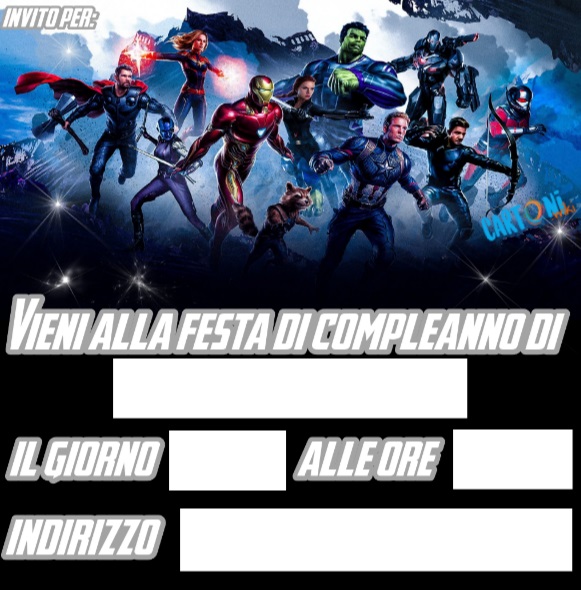 Avengers Endgame inviti festa compleanno