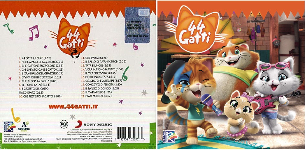 44 gatti cartone animato cd musicale - elenco canzoni - cd cover - musica -canzoni
