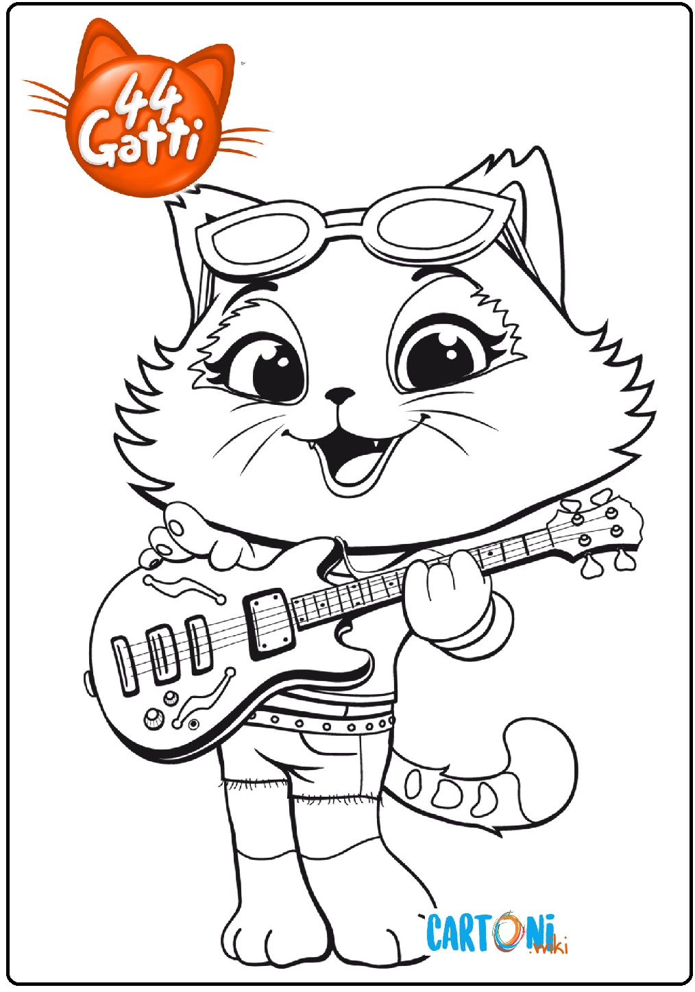 44 gatti Disegno Milady con la chitarra da colorare