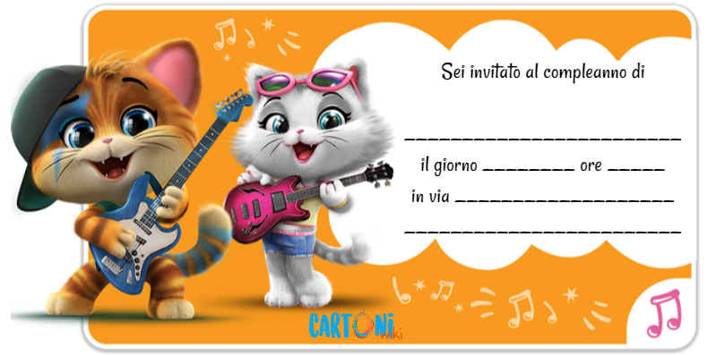 44 Gatti Invito Festa Compleanno Bambini Cartoni Animati