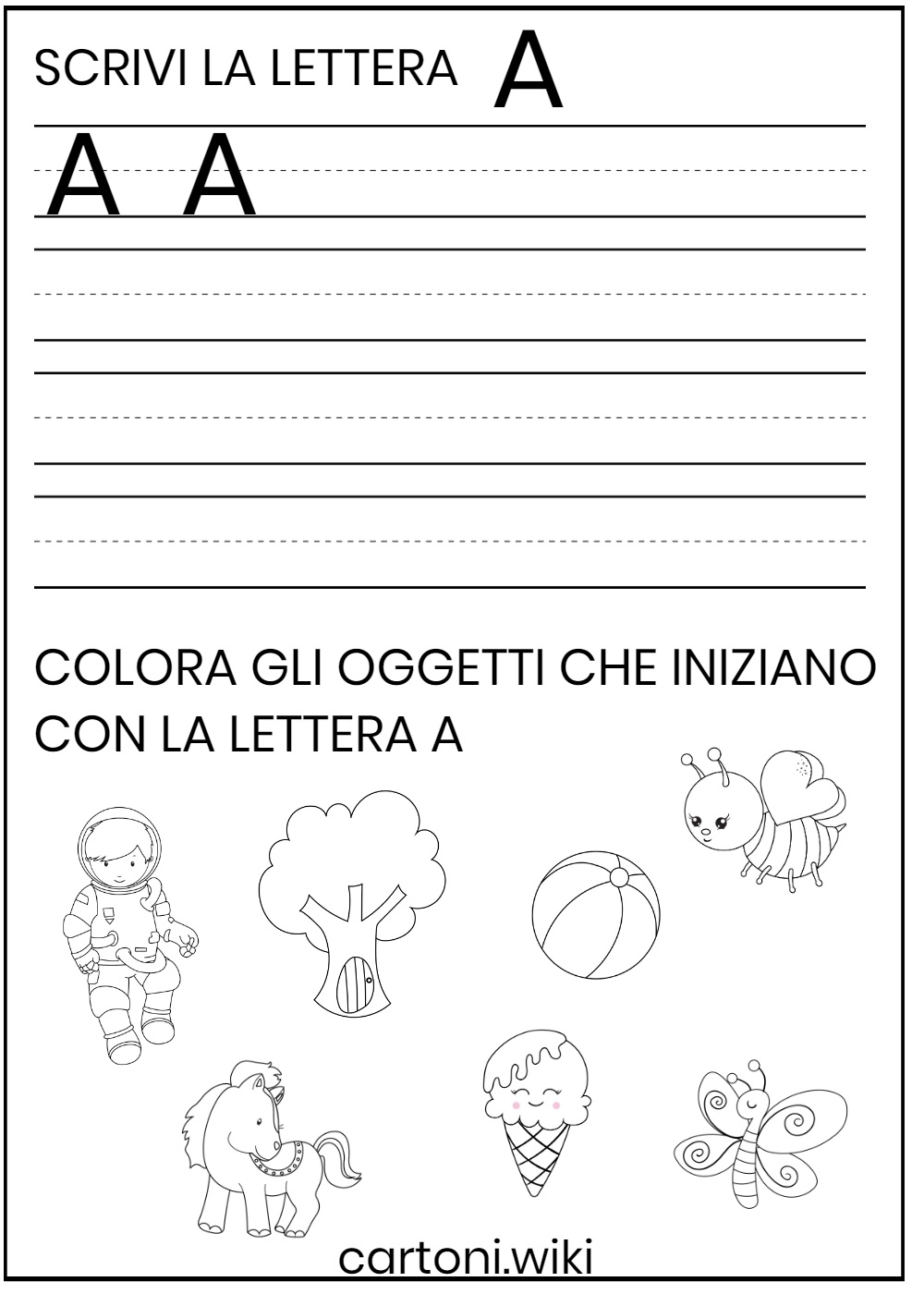 Esercizi lettera A stampatello