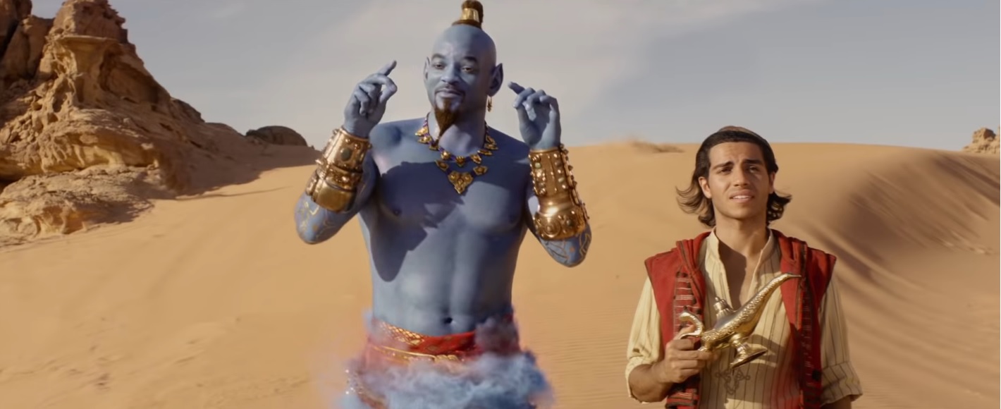 il genio e Aladdin nel film disney live action 2019 aladdin