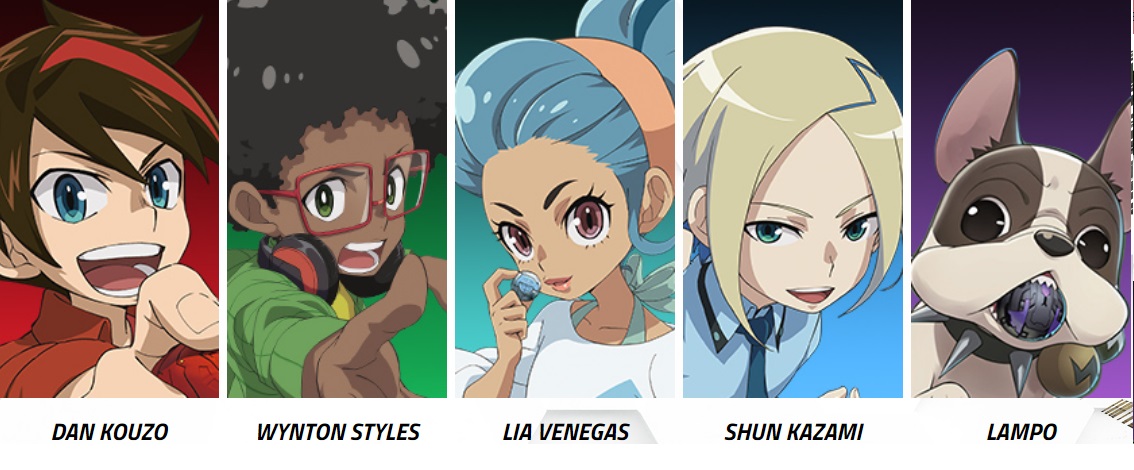 Personaggi -  Bakugan Battle Planet - Tutti gli eroi: Dan Lampo Lia Shun Wynton Cartoni animati Cartoon network 