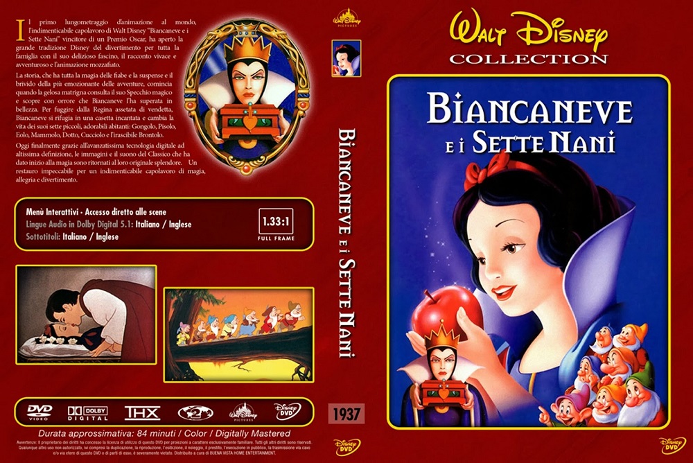 Biancaneve  e i 7 nani dvd - cover dvd - blu-ray - biancaneve principessa disney