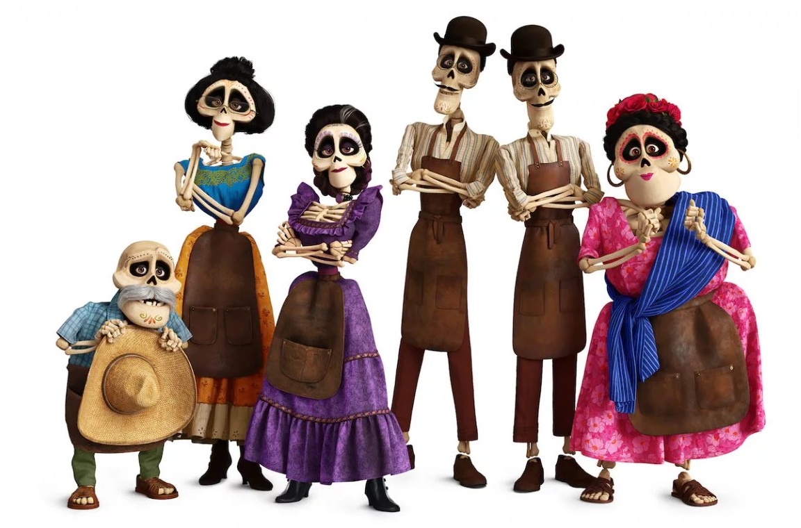 Coco Pixar 2017 personaggi scheletri morti antenati di Miguel film danimazione cartoni animati