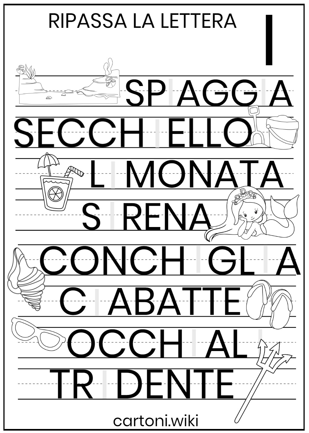 Scrivi la lettera I in stampatello