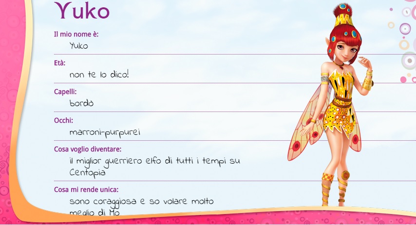 Mia and me cartoni animati rainbow personaggi personaggio Yuko