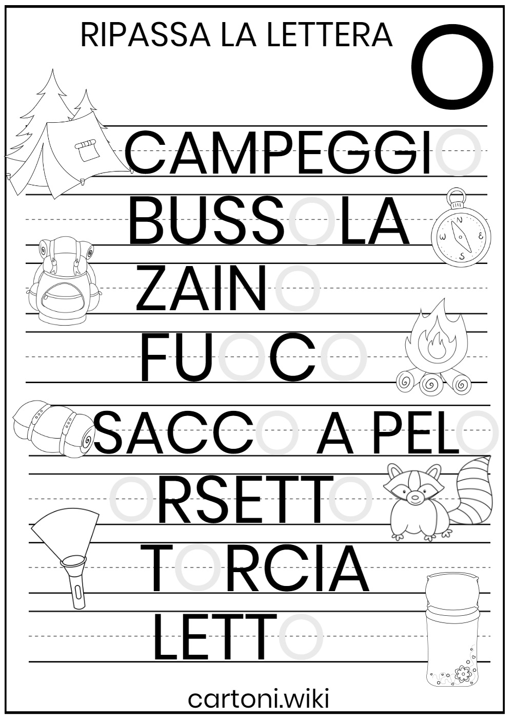 Scrivi la lettera O in stampatello