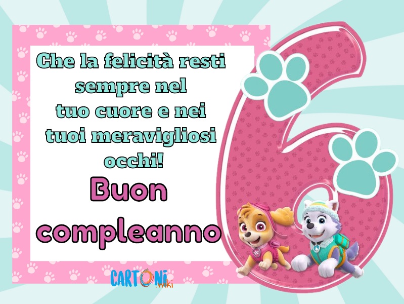 Buon compleanno con Paw Patrol 6 anni