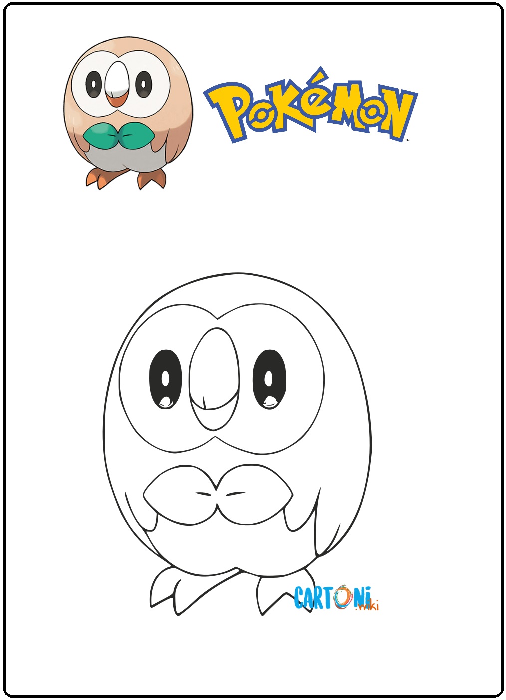 Pokemon disegno Rowlet da colorare