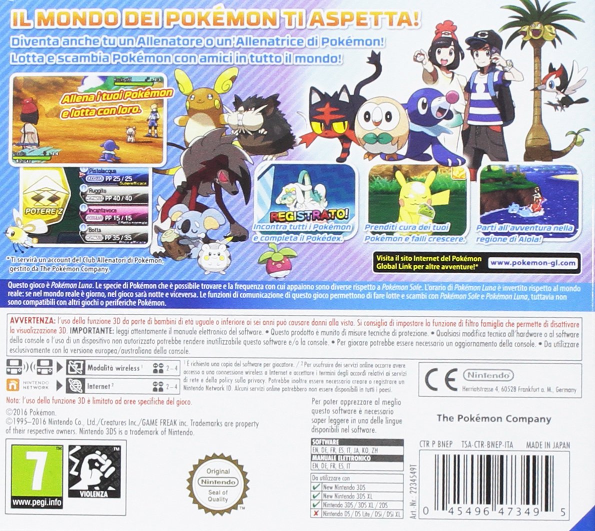Pokémon luna videogioco videogames copertina retro gioco nintendo 3ds