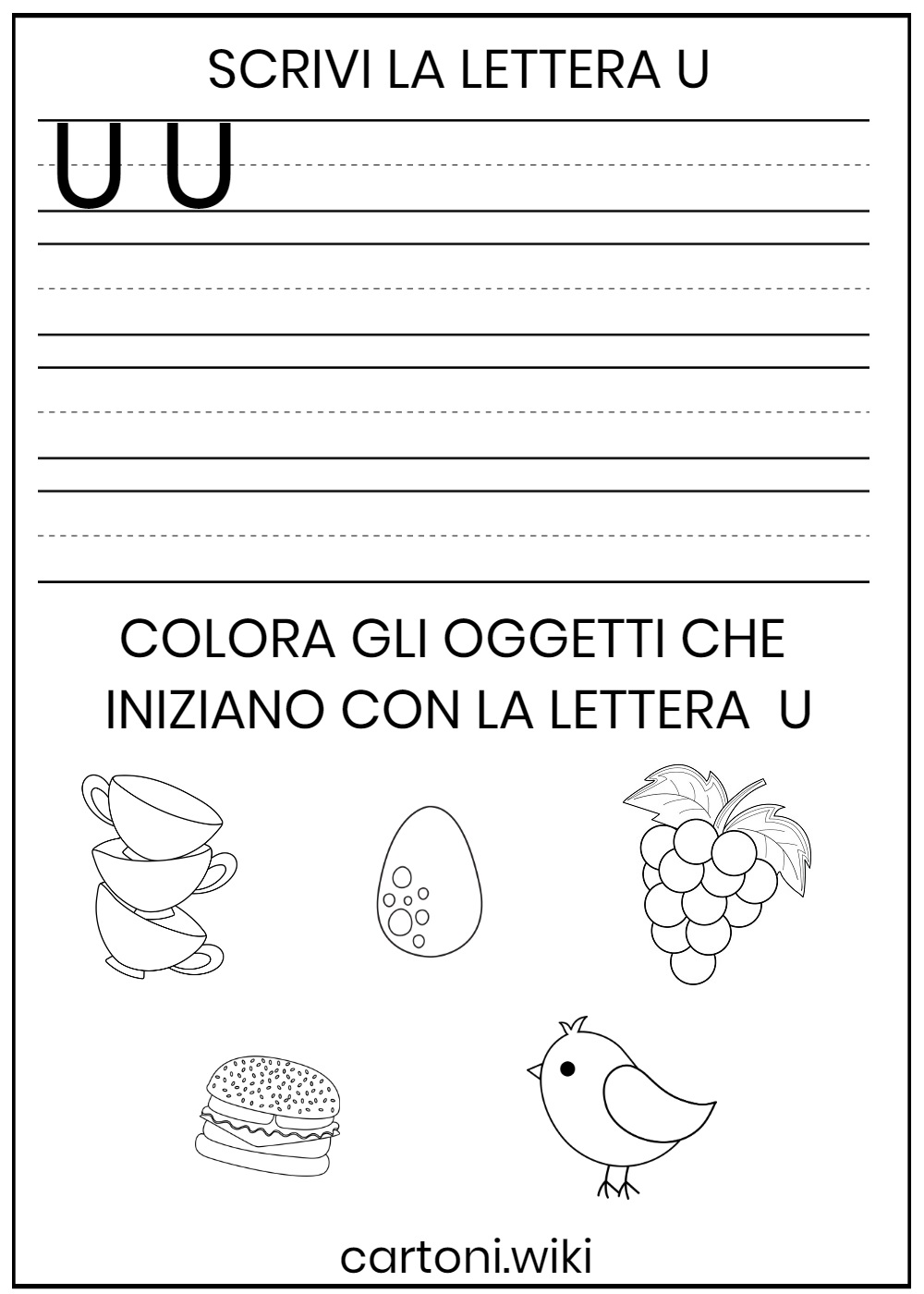 Esercizi lettera U stampatello