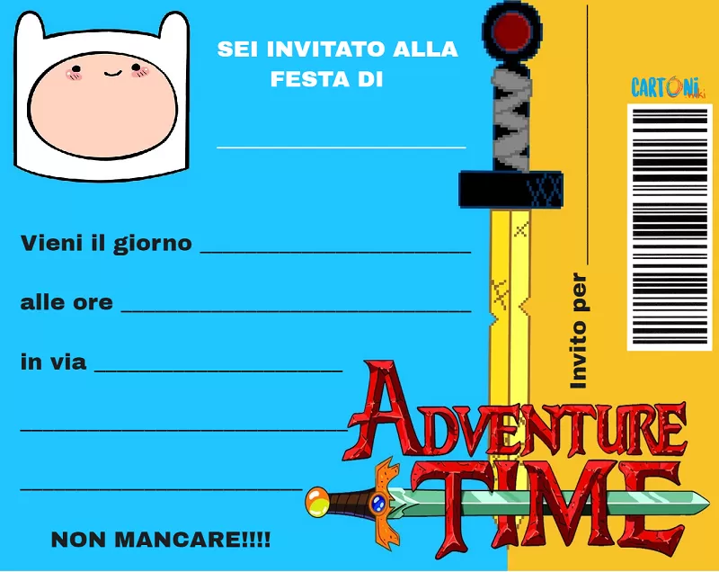 Inviti Adventure time da stampare