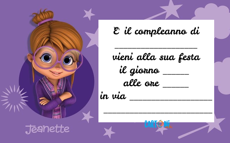 Invito compleanno Jeanette di Alvin and The Chipmunks