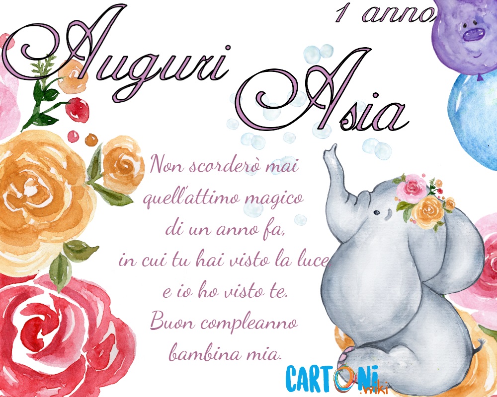 Auguri Asia Per Il Tuo Primo Compleanno Cartoni Animati