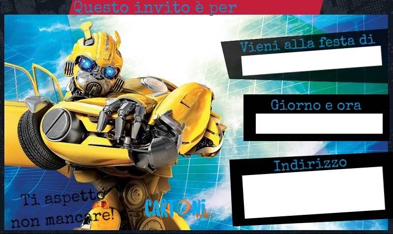 Bumblebee invito compleanno