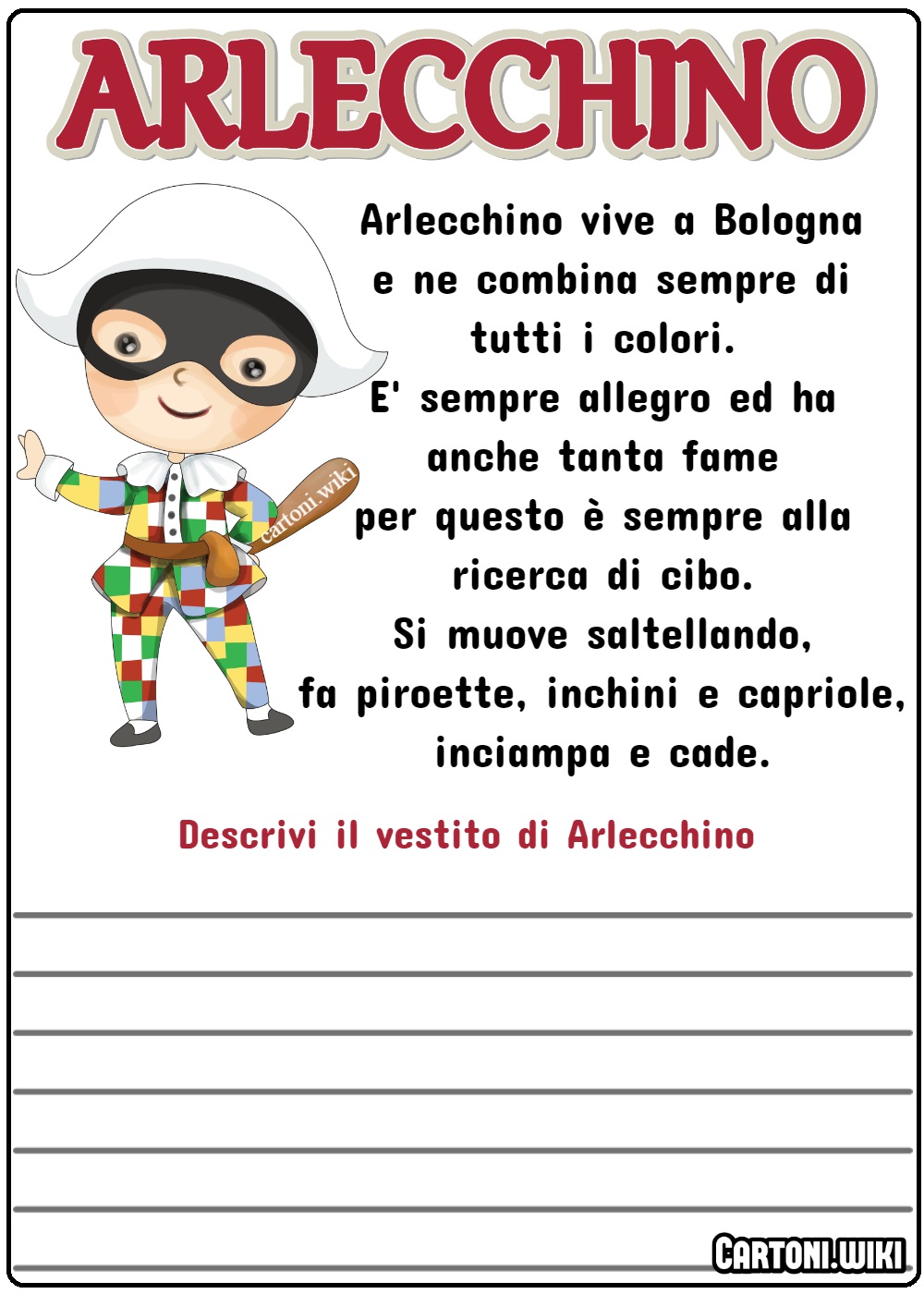 Descrivi il vestito di Arlecchino