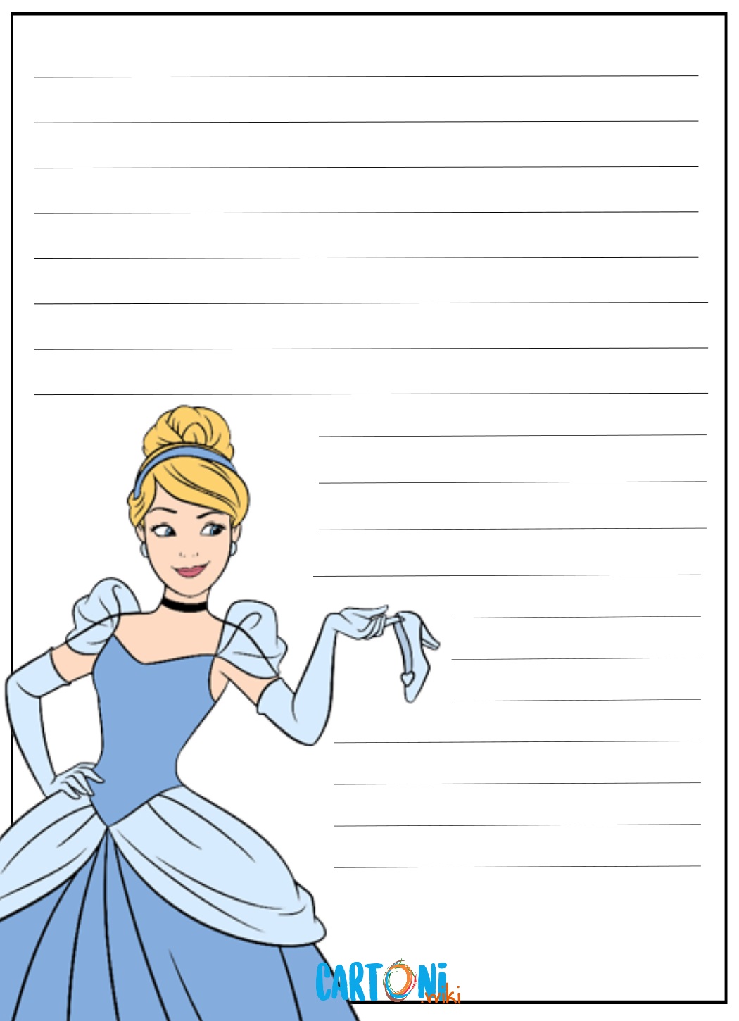 Cenerentola carta da lettere per bambini