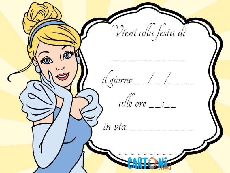 Cenerentola invito compleanno