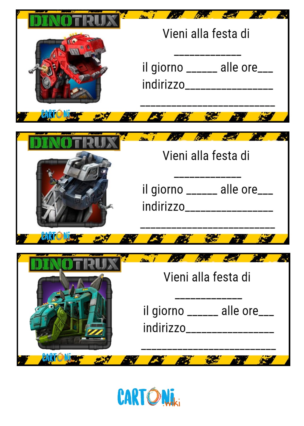 Inviti feste compleanno Dinotrux