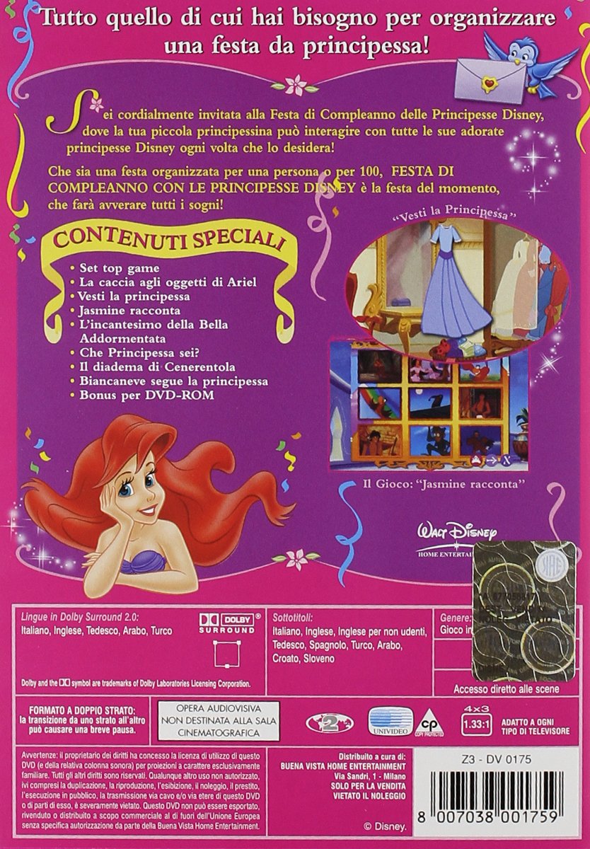 Festa di compleanno con le principesse Disney film cartoni animati Storie di Principesse vol.2 cover dvd film di animazione Disney Home Video