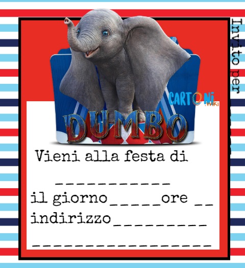 Invito festa compleanno Dumbo 2019