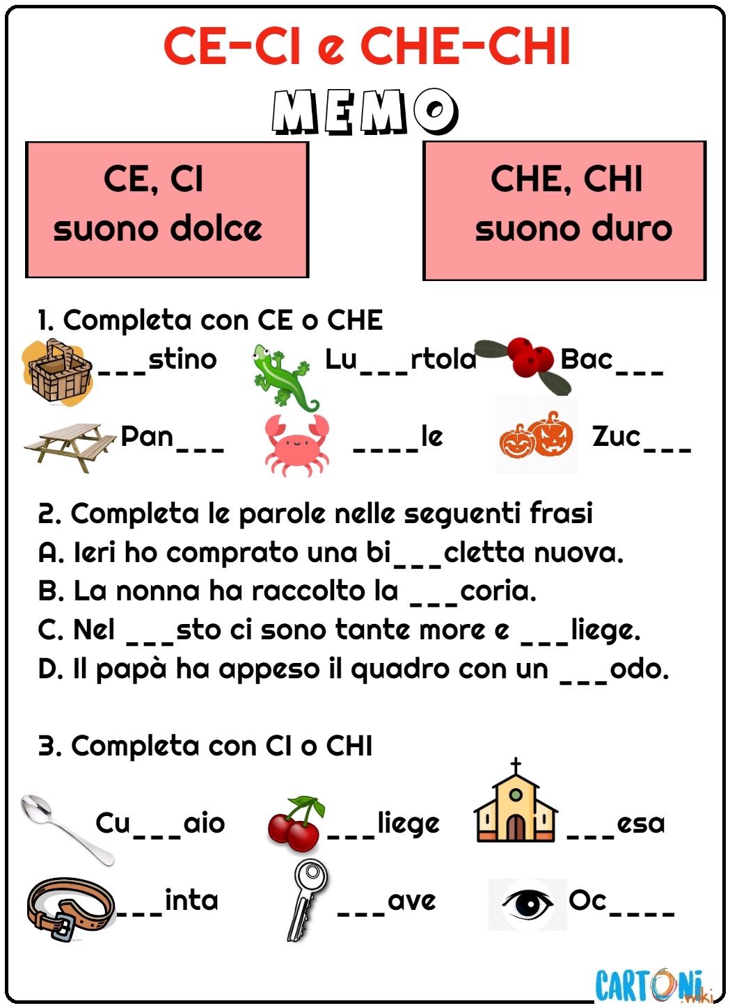 Esercizi CE CI CHE CHI