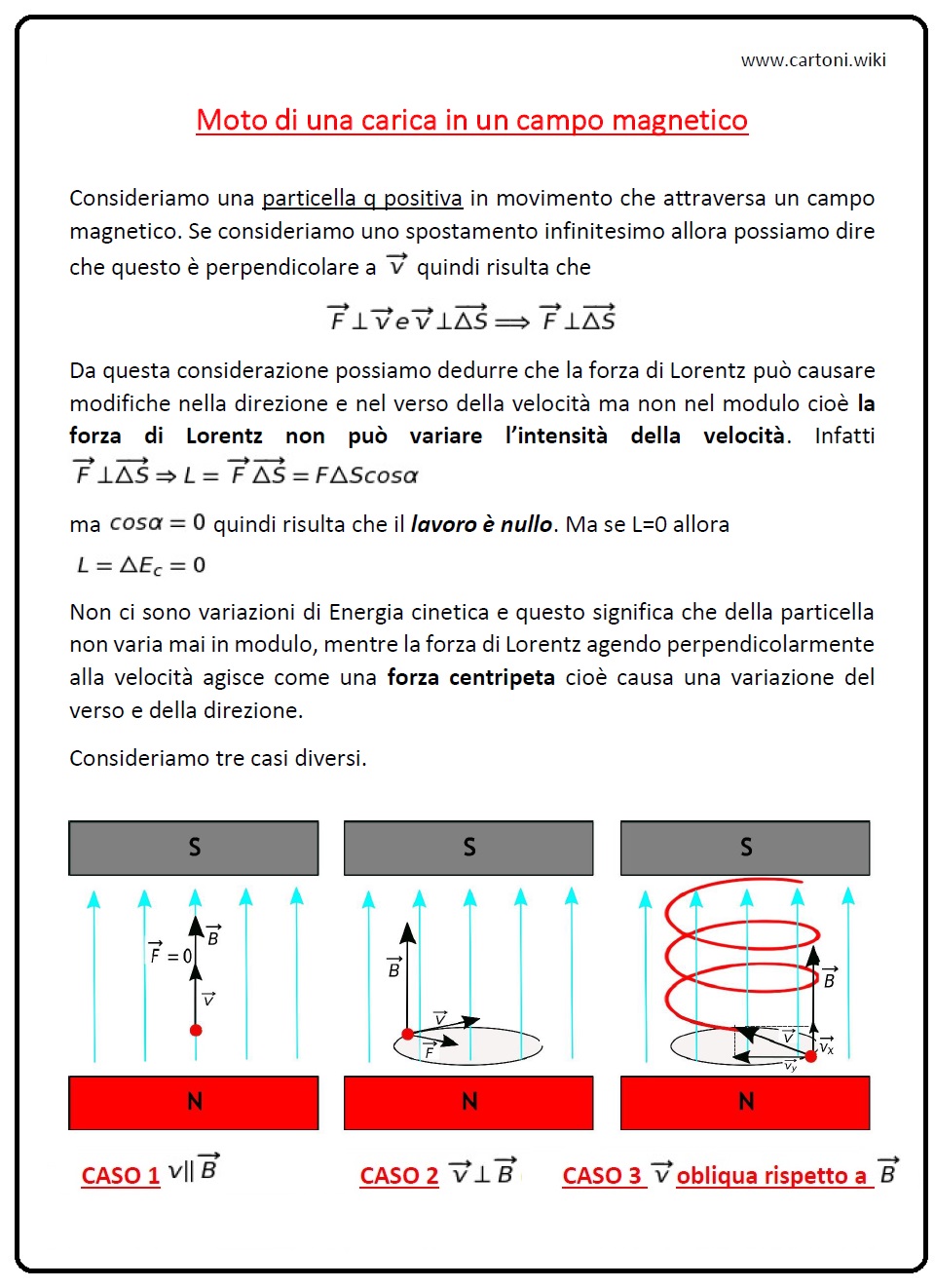 Moto di una carica in un campo magnetico