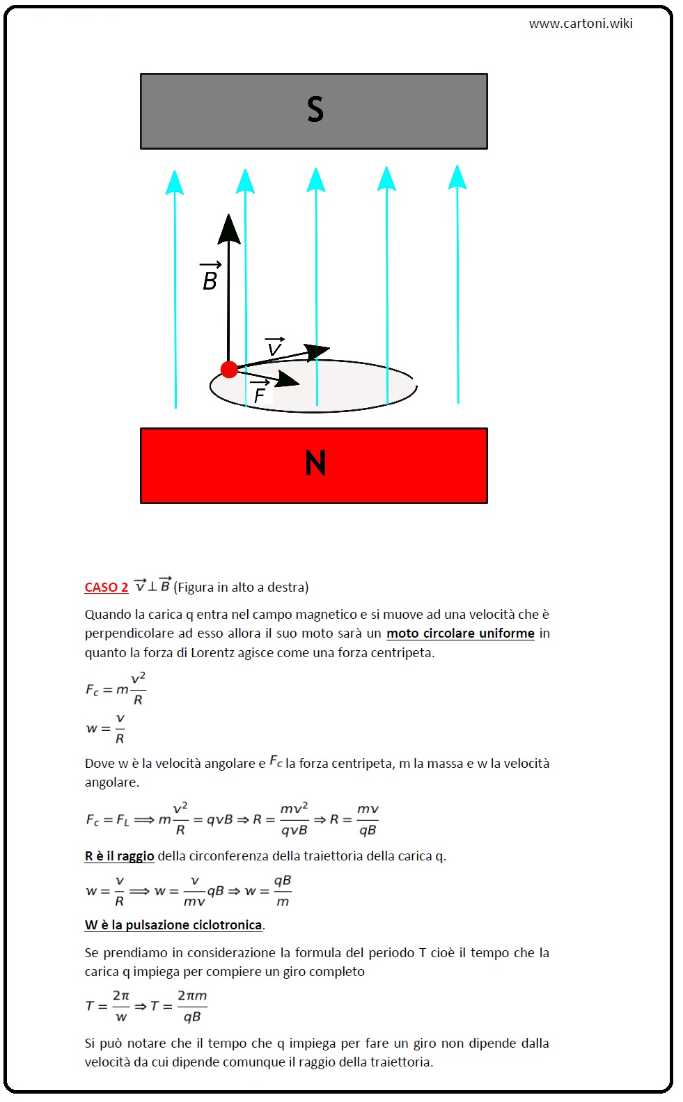 Moto di una carica in un campo magnetico con v perpendicolare a B
