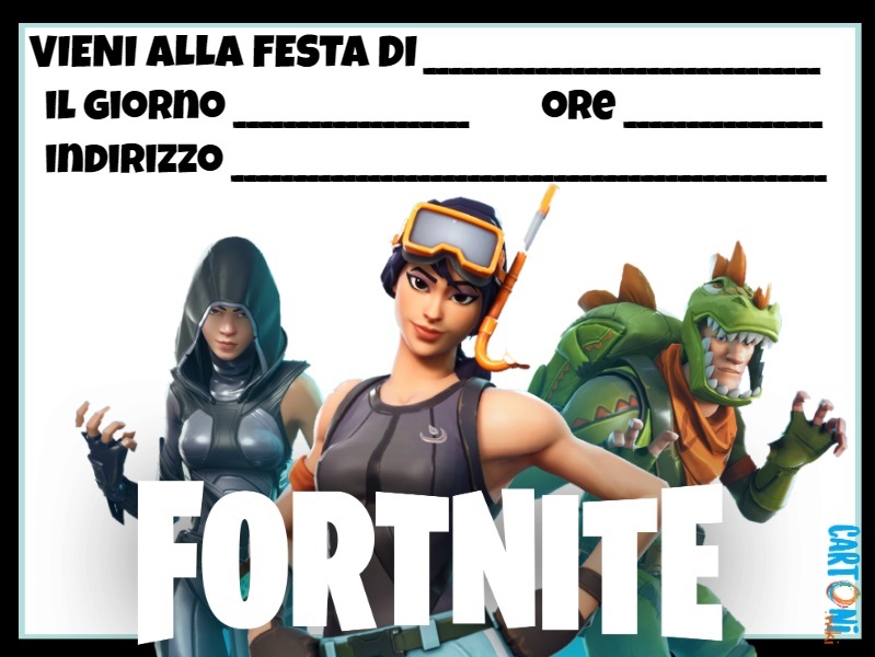 Fortnite Biglietto Invito Compleanno Cartoni Animati