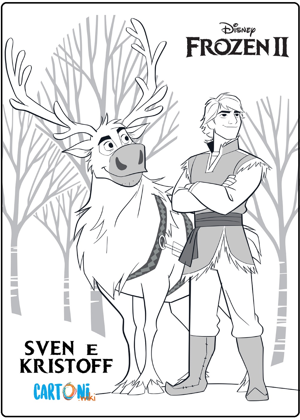 Kristoff e Sven da stampare e colorare