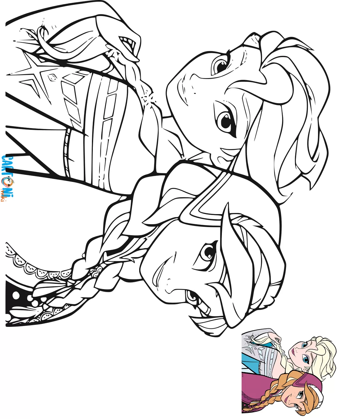 Disegno di Anna e Elsa da colorare