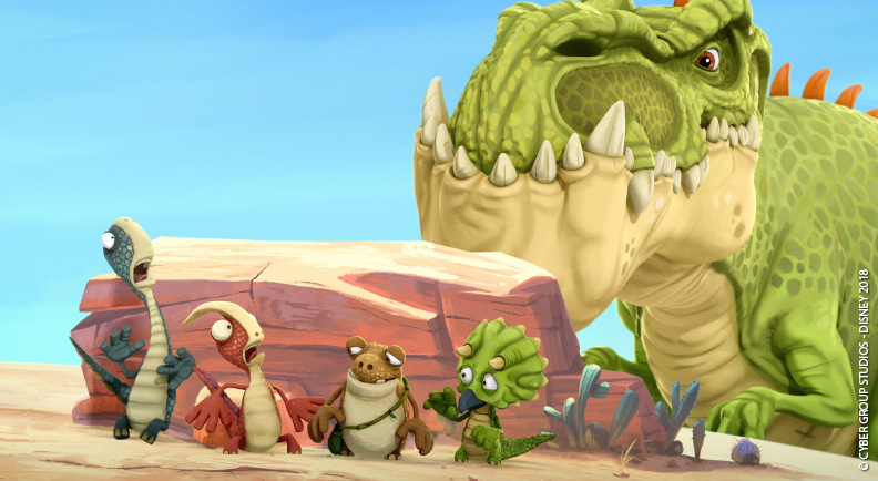 Gigantosaurus cartoni animati prescoalri disney junior cartone dinosauri ROCKY, BILL, TINY e MAZU