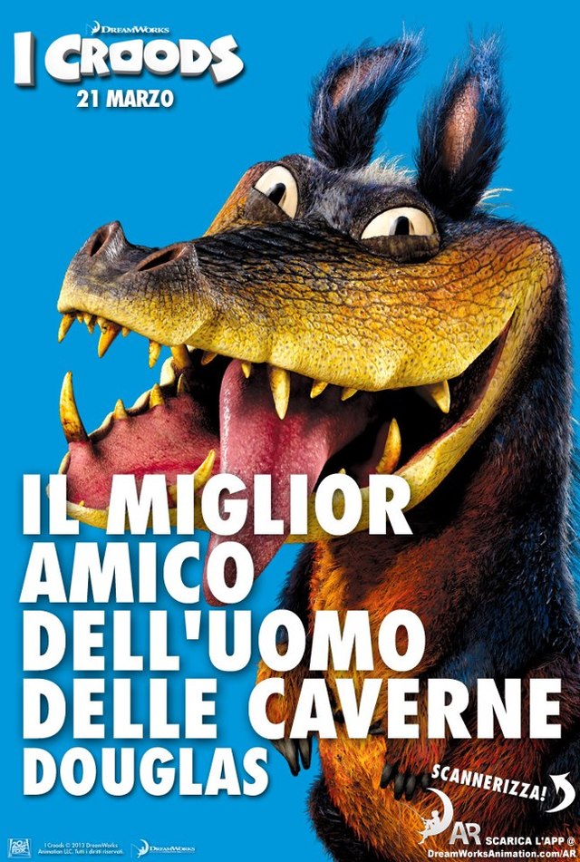 I Croods posters del film di animazione DreamWorks con i persoanggi - Il miglior amico delluomo delle caverne Douglas