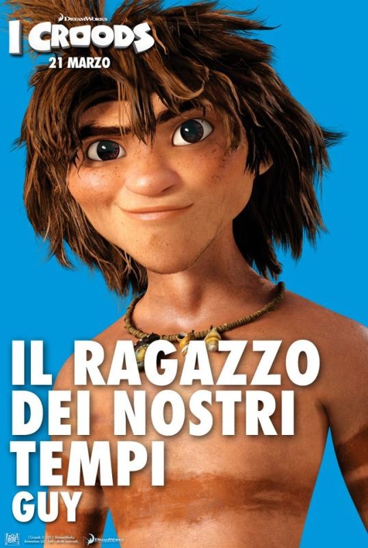 I Croods posters del film di animazione DreamWorks con i persoanggi - Il ragazzo dei nostri tempi Guy