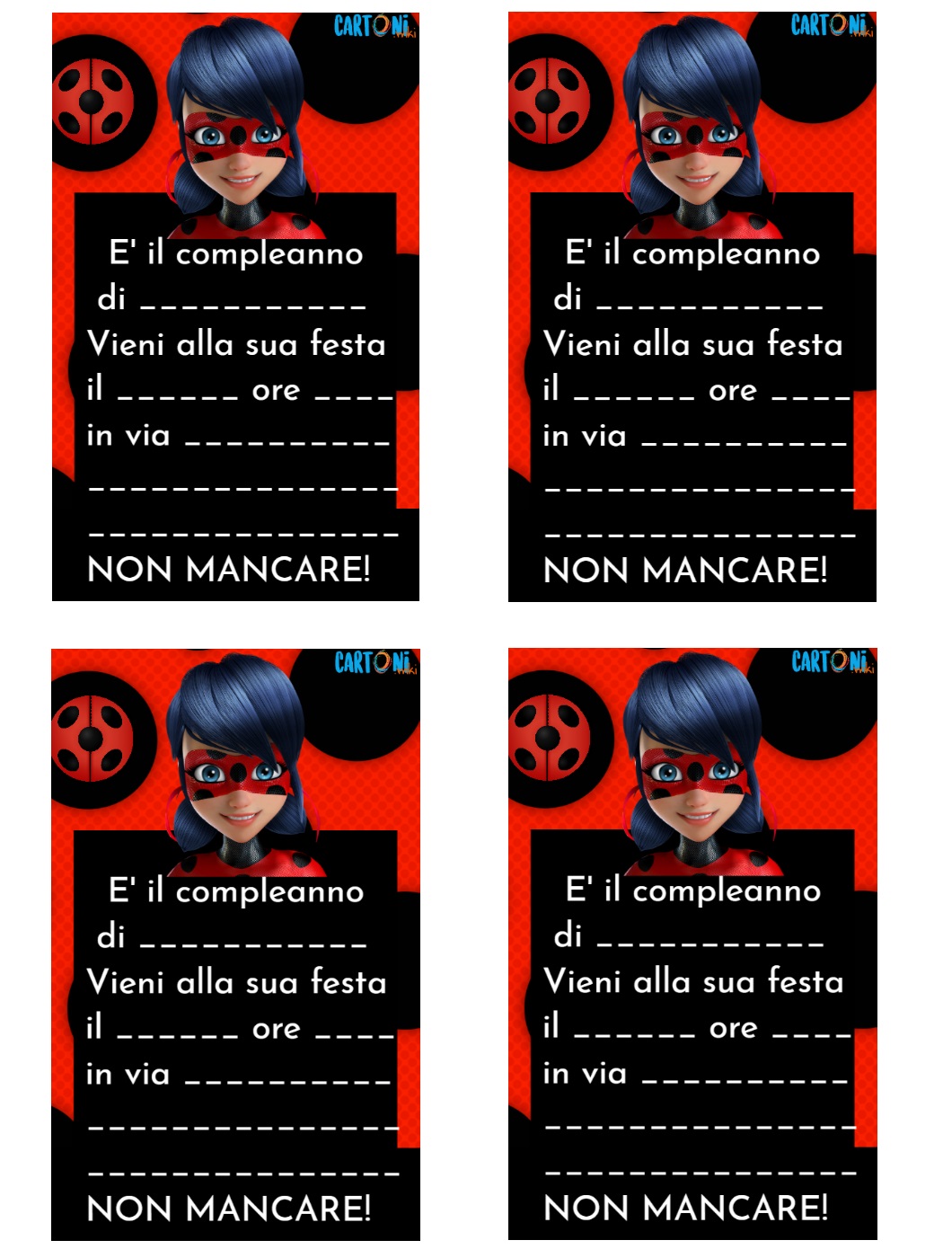 Ladybug inviti compleanno