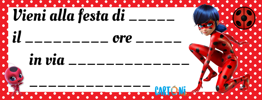 Ladybug invito festa compleanno da stamapre - Miraculous inviti  - Miraculous da stampare