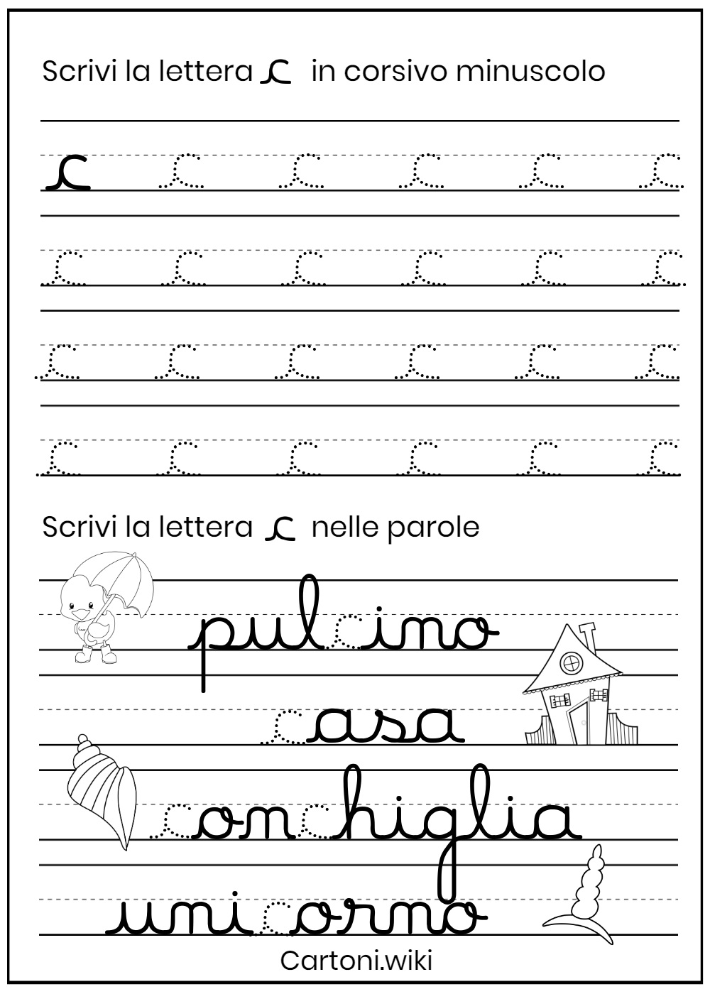 Lettera c corsivo minuscolo