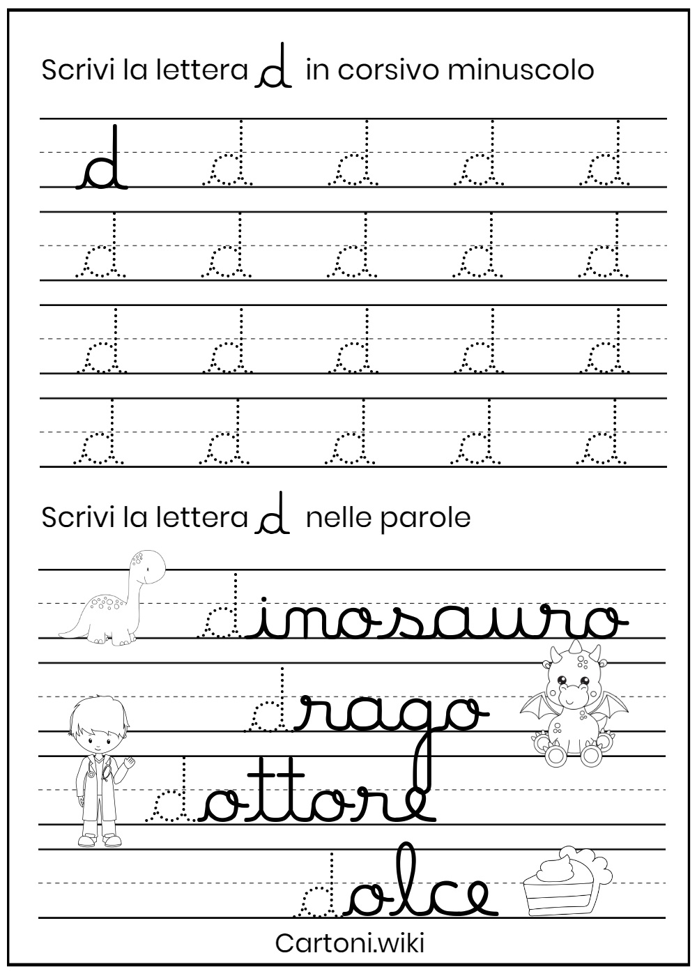 Le schede per imparare a scrivere in corsivo