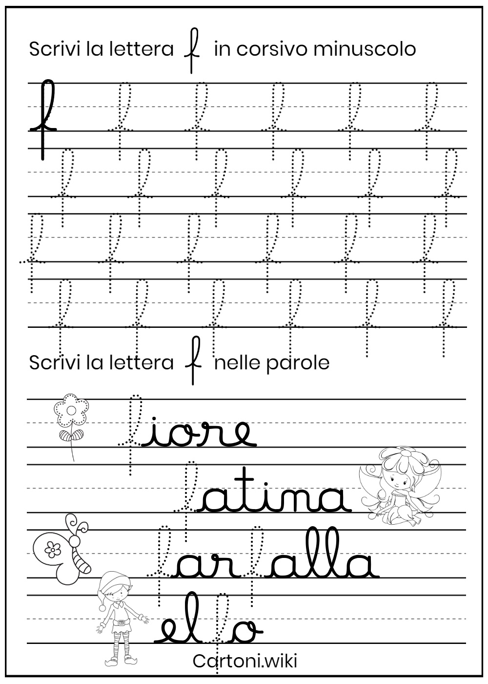 Lettera f corsivo minuscolo