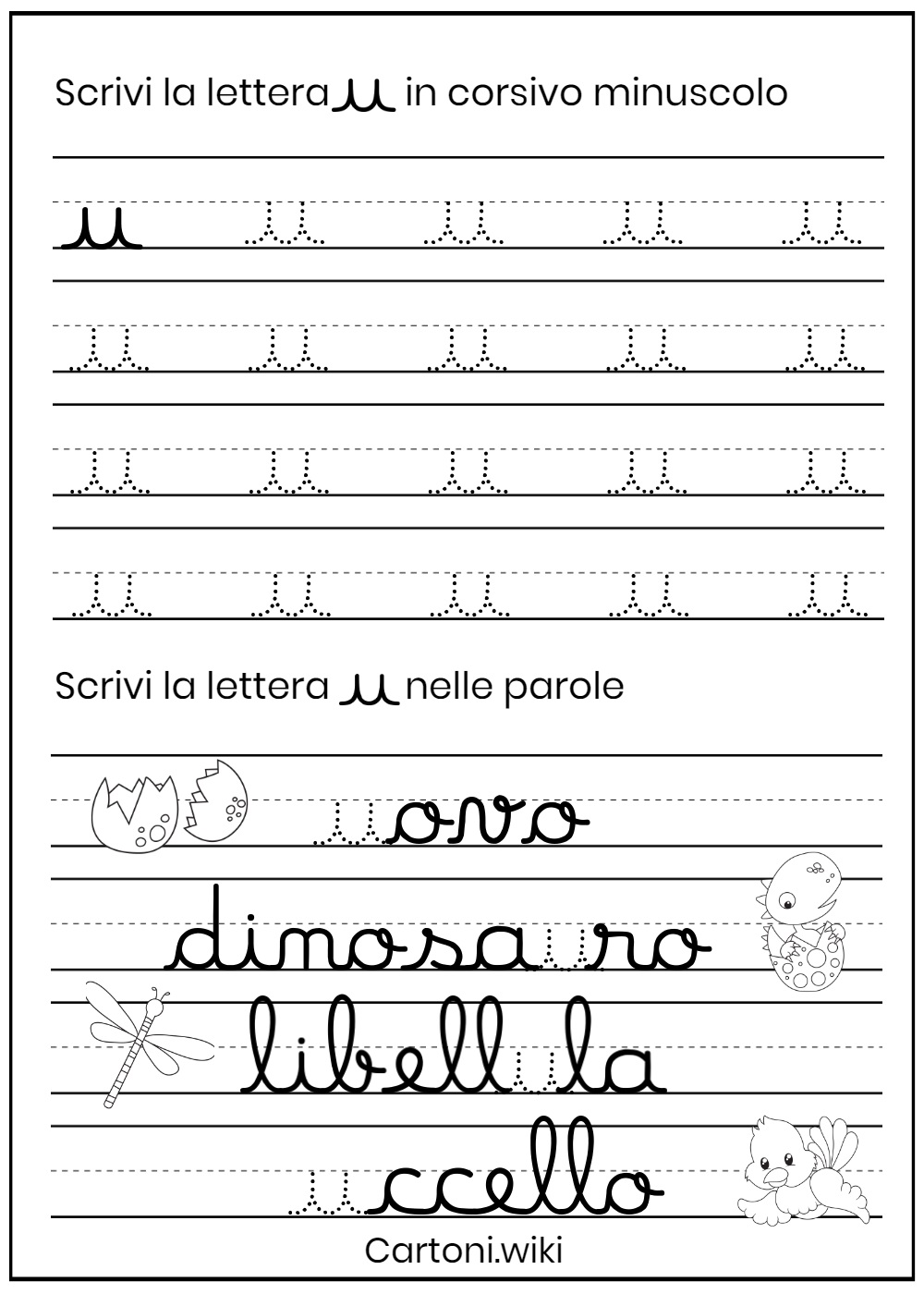 schede didattiche lettere in corsivo