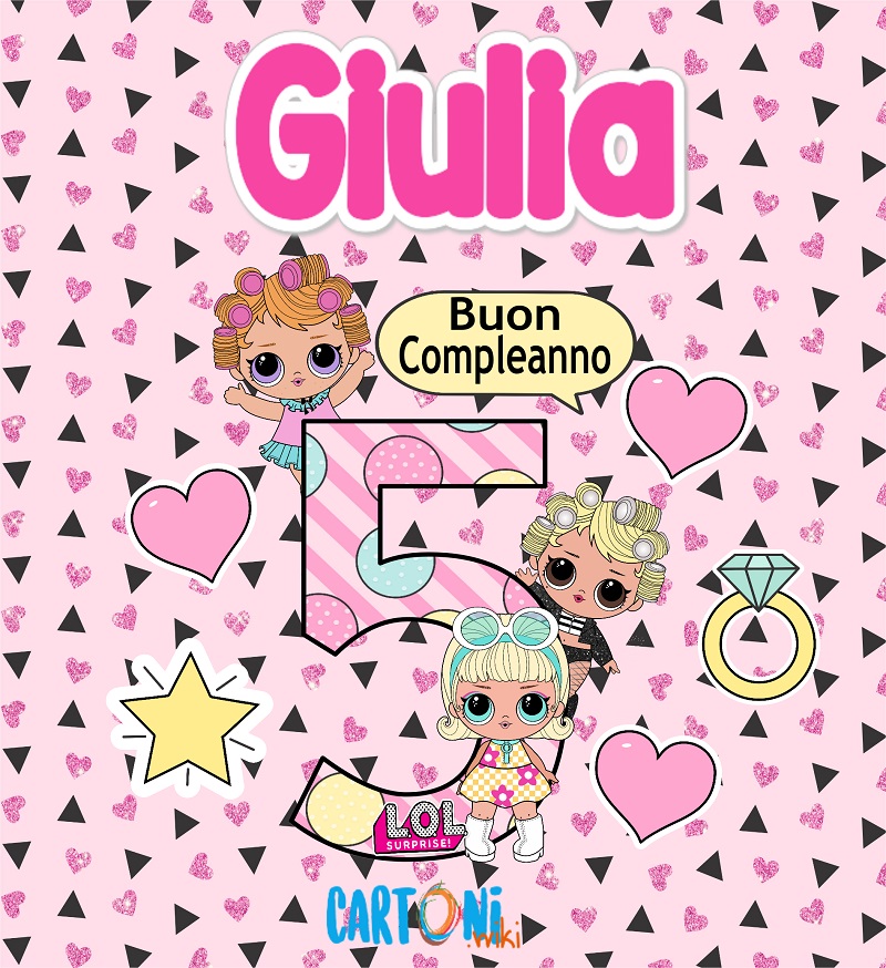 Auguri per i tuoi 5 anni Giulia