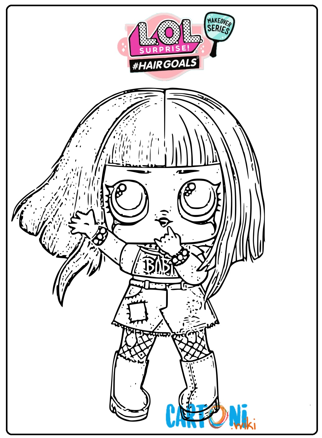 Metal Babe Lol Surprise hair goals coloring page