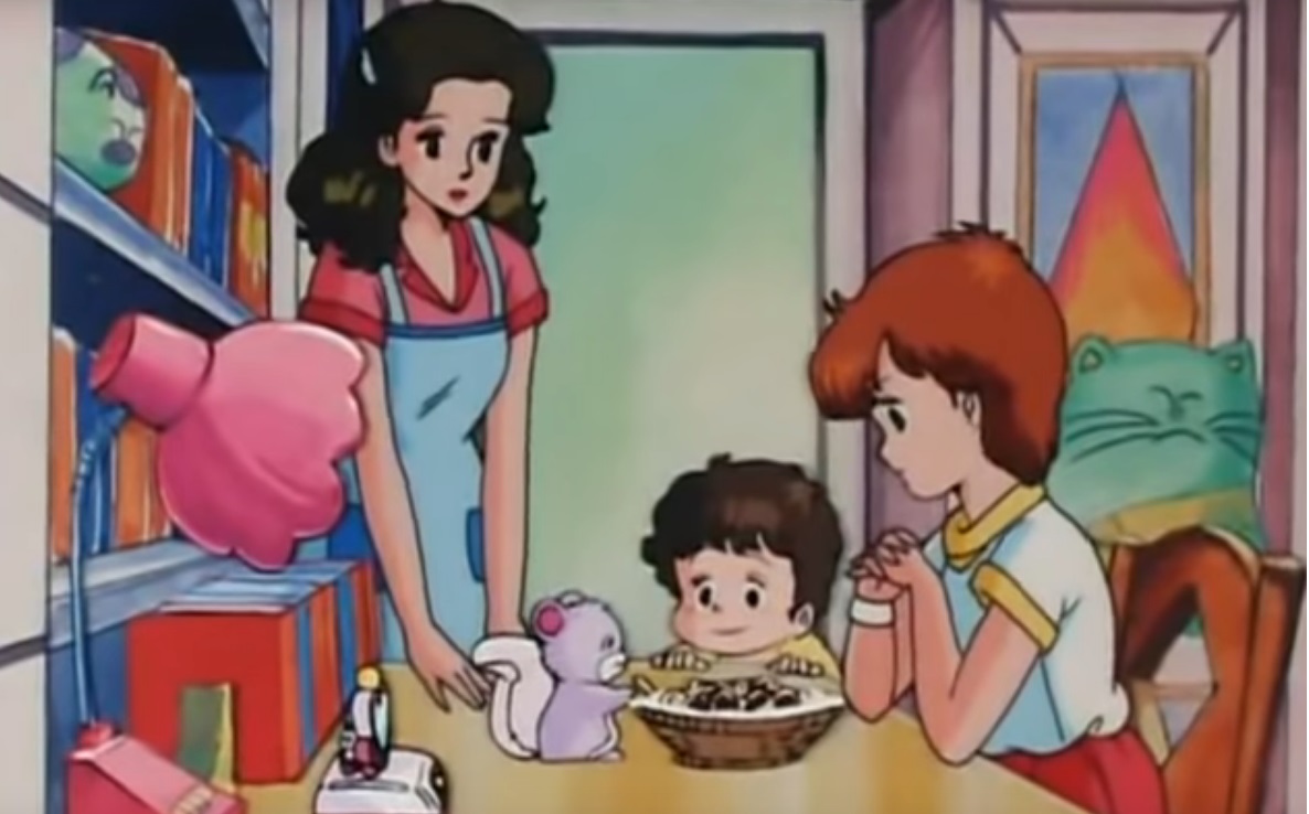 Magica Magica Emi cartoni animati giapponesi anime italia 1 italia 2 - La famiglai di Mai con mamma e Giuppi