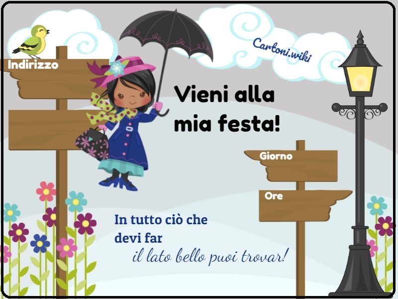 Inviti compleanno Mary Poppins