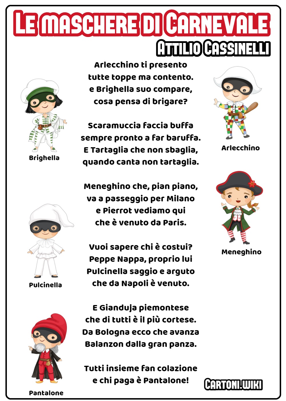 Maschere di Carnevale poesia di Attilio Cassinelli