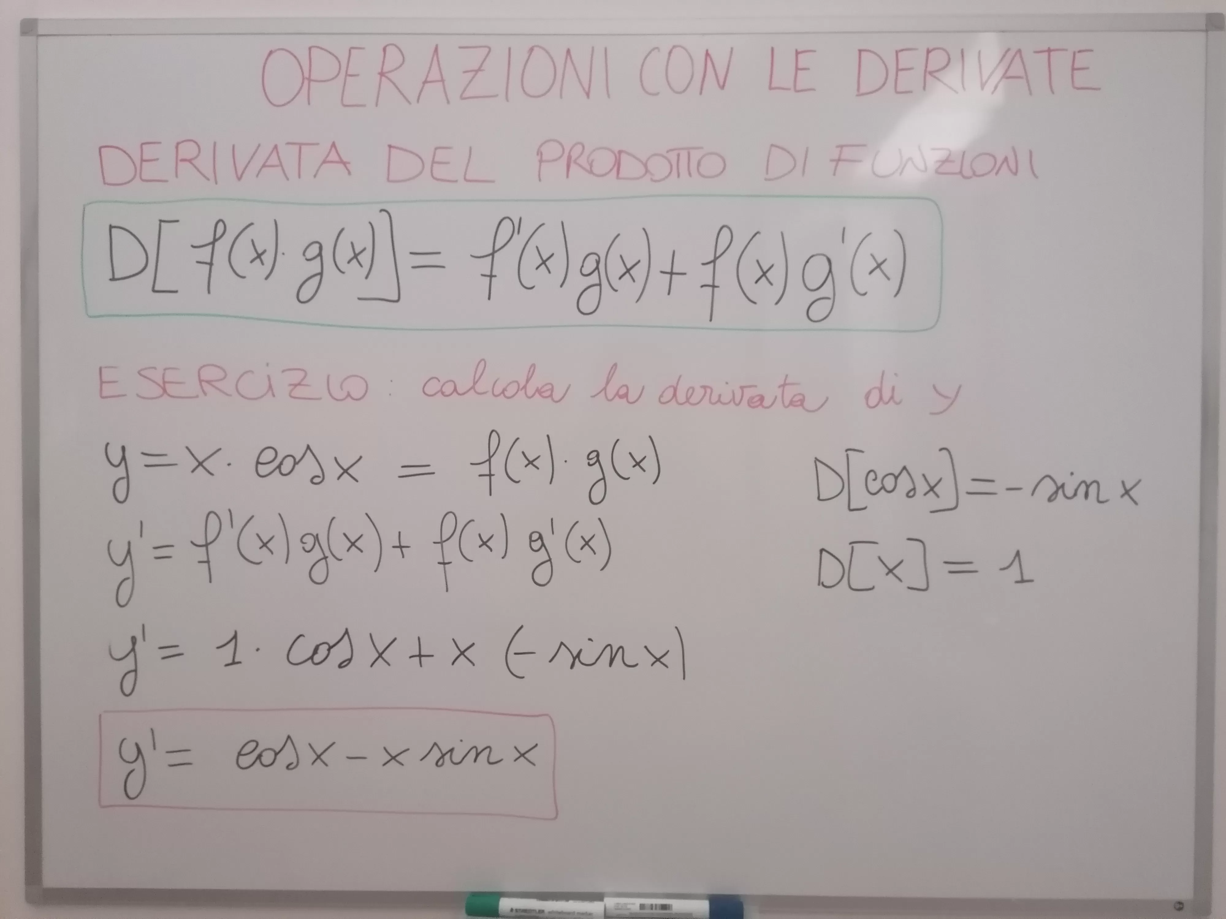 Esercizio:  derivata del prodotto di due funzioni
