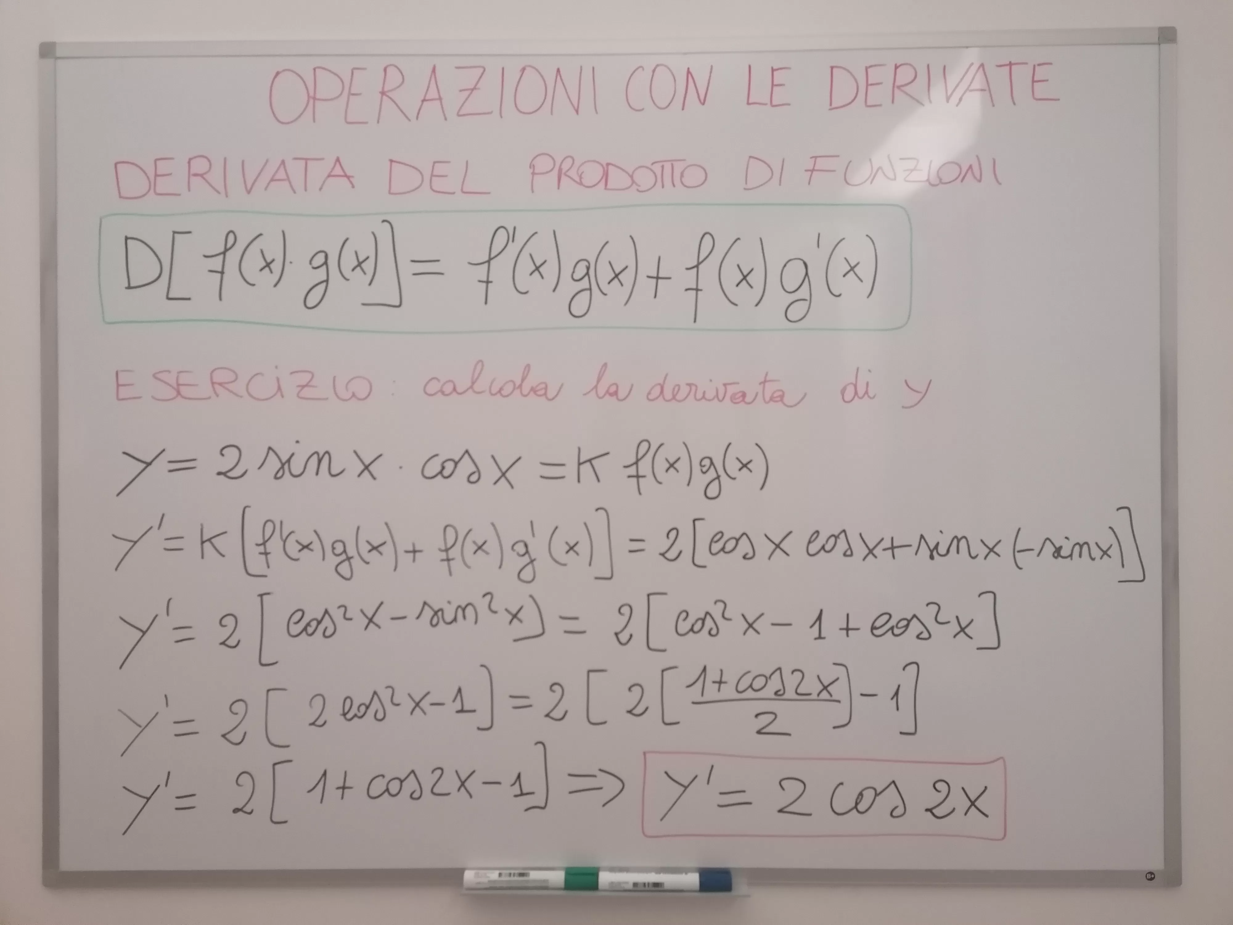 Derivata di y=2sin(x)cos(x) esercizio